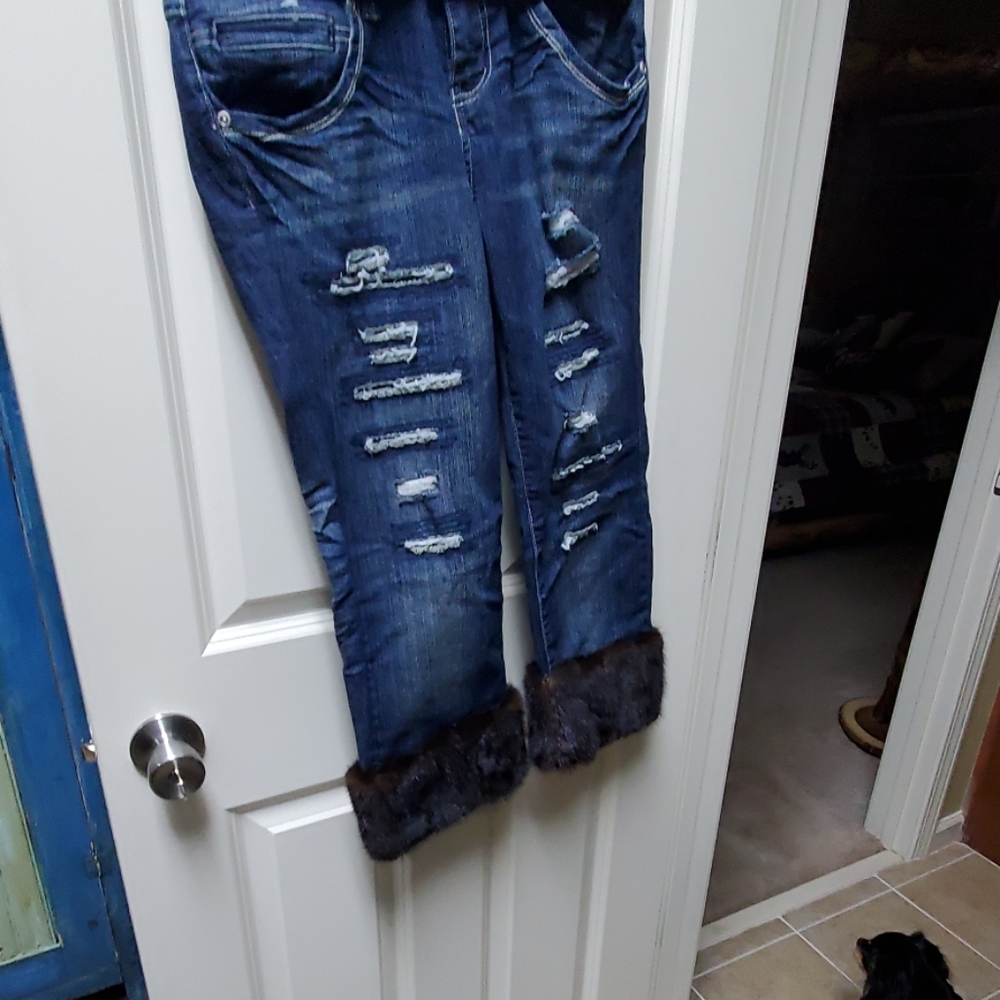 Custom  funky Jean's with real mink
